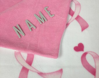 Breast Cancer Awareness Personalized Plush Fleece Blanket/Pink Ribbons Design