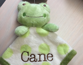 PERSONALIZED Infant Baby Security Snuggly Blankie Frog Ribbit Gund