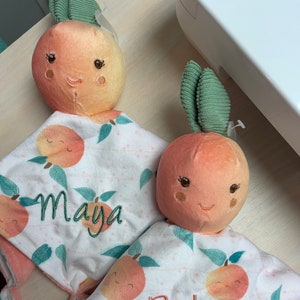 Smiling Peach Personalized Plush Baby Lovey/&quot;Mary Meyer Baby&quot; Blanket/Georgia Peach Baby Snuggle/Baby Shower/Christmas/Easter/Birthday Gift