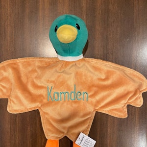 Rare-Mallard Duck/Personalized Plush Lovey/Bird Security Blanket/Duck Baby Snuggle/Baby Shower/Christening/Easter/Birthday/Christmas Gift