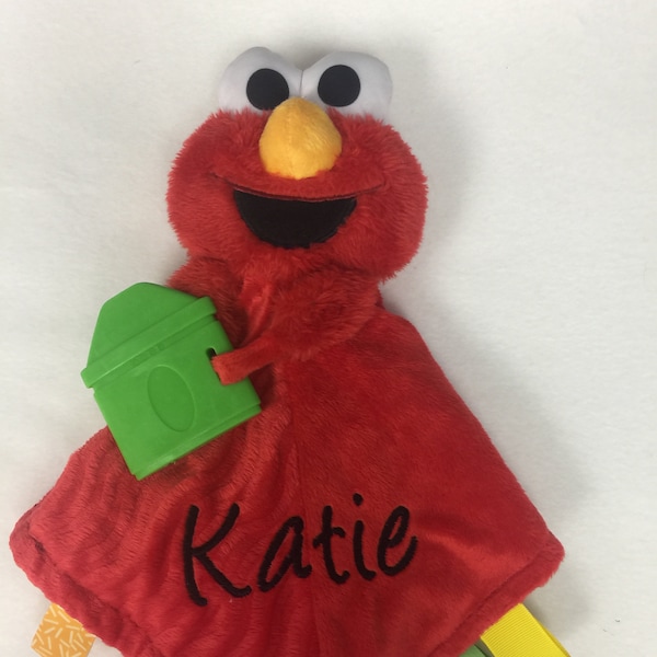 Red Monster Personalized Plush XLarge Lovey/"Bright Starts Cuddle 'n Tags" Security Blanket/Baby Snuggle/Baby Shower/Christmas/Birthday Gift