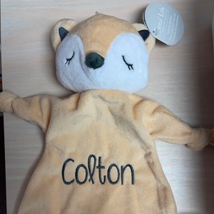 Fox Lovey Personnalisé Lovey/Couverture de sécurité de la faune/« Trend Lab » Peluche Baby Snuggle/Baby Shower/Noël/Anniversaire/Cadeau de Pâques
