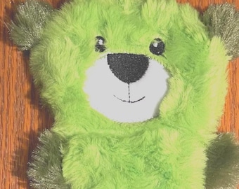 Pet Toy/Personalized Green Crinkle Otter Stuffless/Embroidered Name