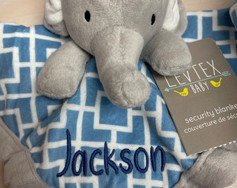 Elephant Personalized Plush Lovey/embroidered Baby Security