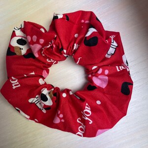 Puppy Love Hair Scrunchies/I Woof You/1 Size-All Ages/Cotton/Washable/Hair-Wrist Accessory/Valentines Day Gift/RTS