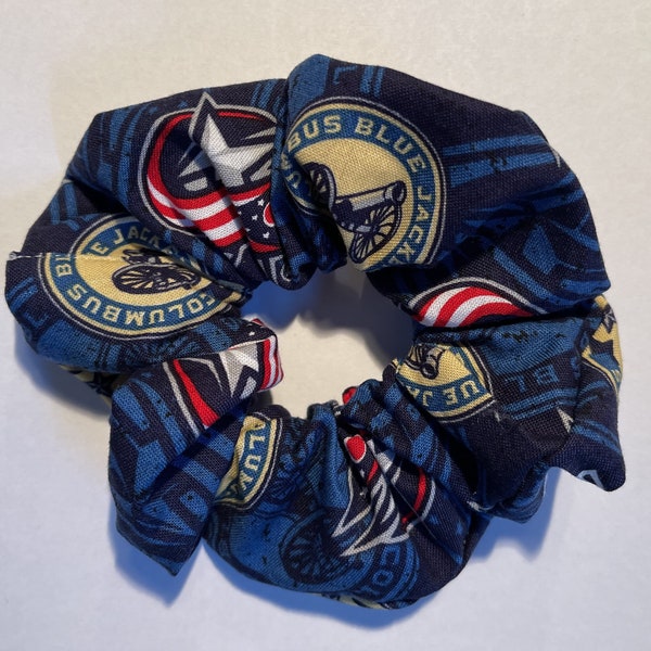 Columbus Blue Jackets Hockey Hair Scrunchies/NHL/1 Size-All Ages/Cotton/Washable/Hair-Wrist Accessory/Team Spirit/RTS