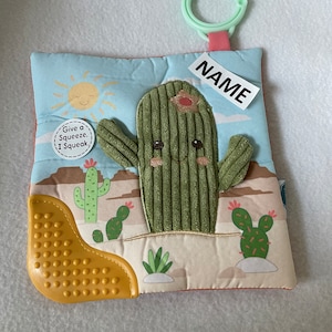 Smiling Cactus Personalized Crinkle Lovey-Teether-Squeaker/&quot;Mary Meyer&quot; Sensory Toy/Baby Shower/Christening/Christmas/Birthday/Easter Gift