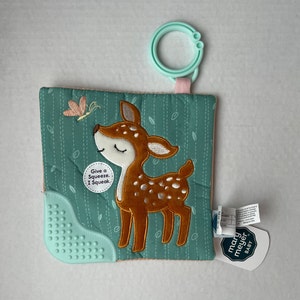 Cute Fawn Personalized Crinkle Lovey-Teether-Squeaker/&quot;Mary Meyer&quot; Deer Sensory Toy/Baby Shower/Christening/Christmas/Birthday/Easter Gift