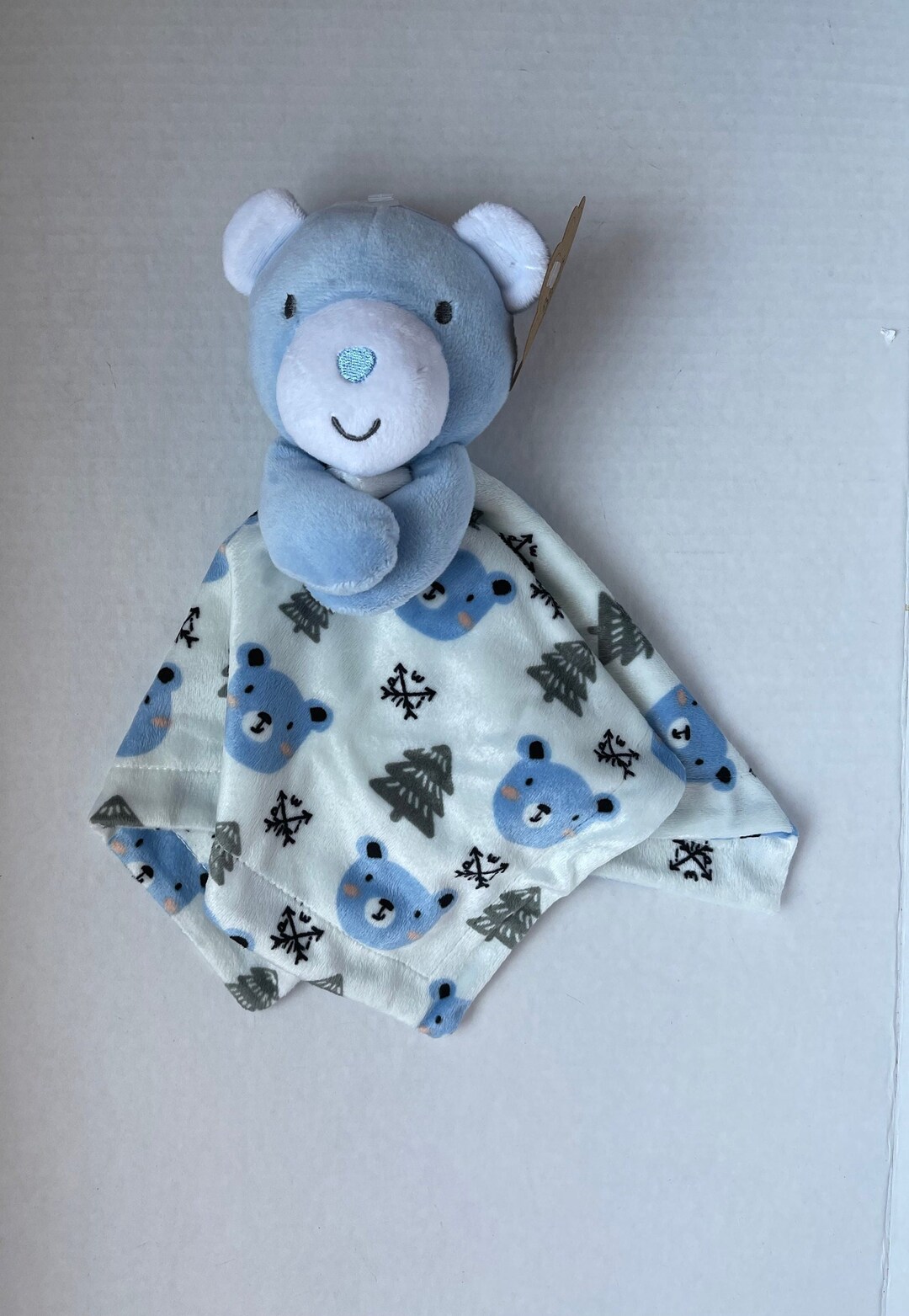 Blue Bear Plush Personalized Lovey baby Essentials Security Blanket snuggle baby Shower christmas birthday Gift mountains Clouds Print Etsy Canada