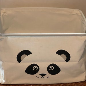 Panda Canvas Personalisierter Aufbewahrungsgeschenkkorb mit Griffen / Tote / wasserdichtes Futter / zusammenklappbar / Babyparty / Weihnachtsgeschenk / Babyzimmer-Aufbewahrung