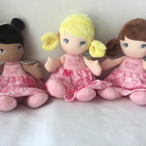 My 1st Dolly/gepersonaliseerde lappenpop - Ebba knuffelige lappenpop/Little Girls First lappenpop/etnisch/blond/brunette/kerst/paascadeau