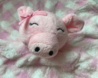 Pink Pig Personalized Plush Lovey/"Hudson Baby" Security Blanket/Baby Snuggle/Shower/Christmas/Birthday Gift