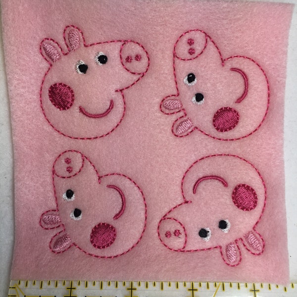 Pink Pig/Peppie Pig Cartoon Felties/Handmade Craft Accessories/Kids Craft Projects/Hair Bows