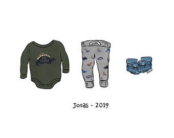 Custom Baby Outfit Illustration: Unique Keepsake Art (Digital File)