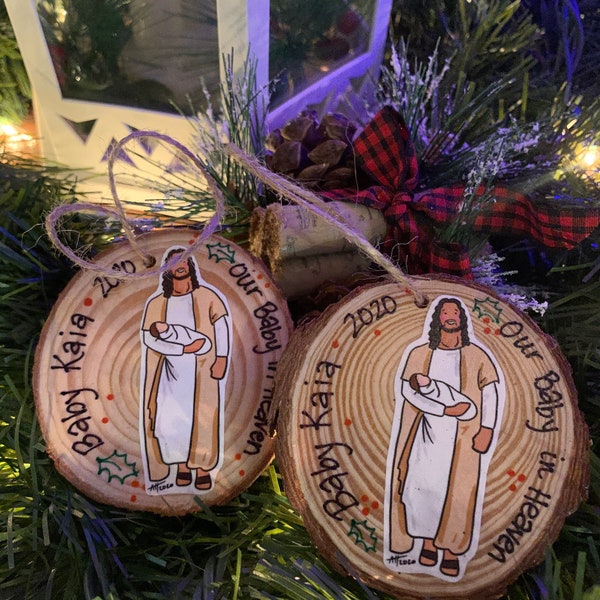 Memorial Portrait Wood Ornament: Infant Loss Remembrance