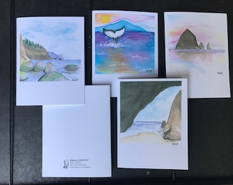 Beach Scene Watercolor Notecards - Set of 12