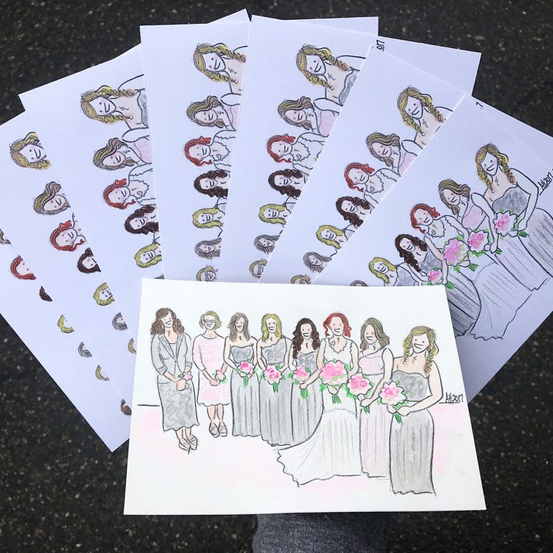 10 Color Copies 8x10 Wedding Portrait Custom Watercolor