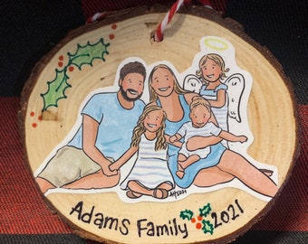 ADD ON ITEM | Custom Digital Portrait Ornament | Family Portrait Ornament | Wood Ornament