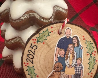 Custom Digital Portrait Ornament | Family Portrait Ornament | Wood Ornament