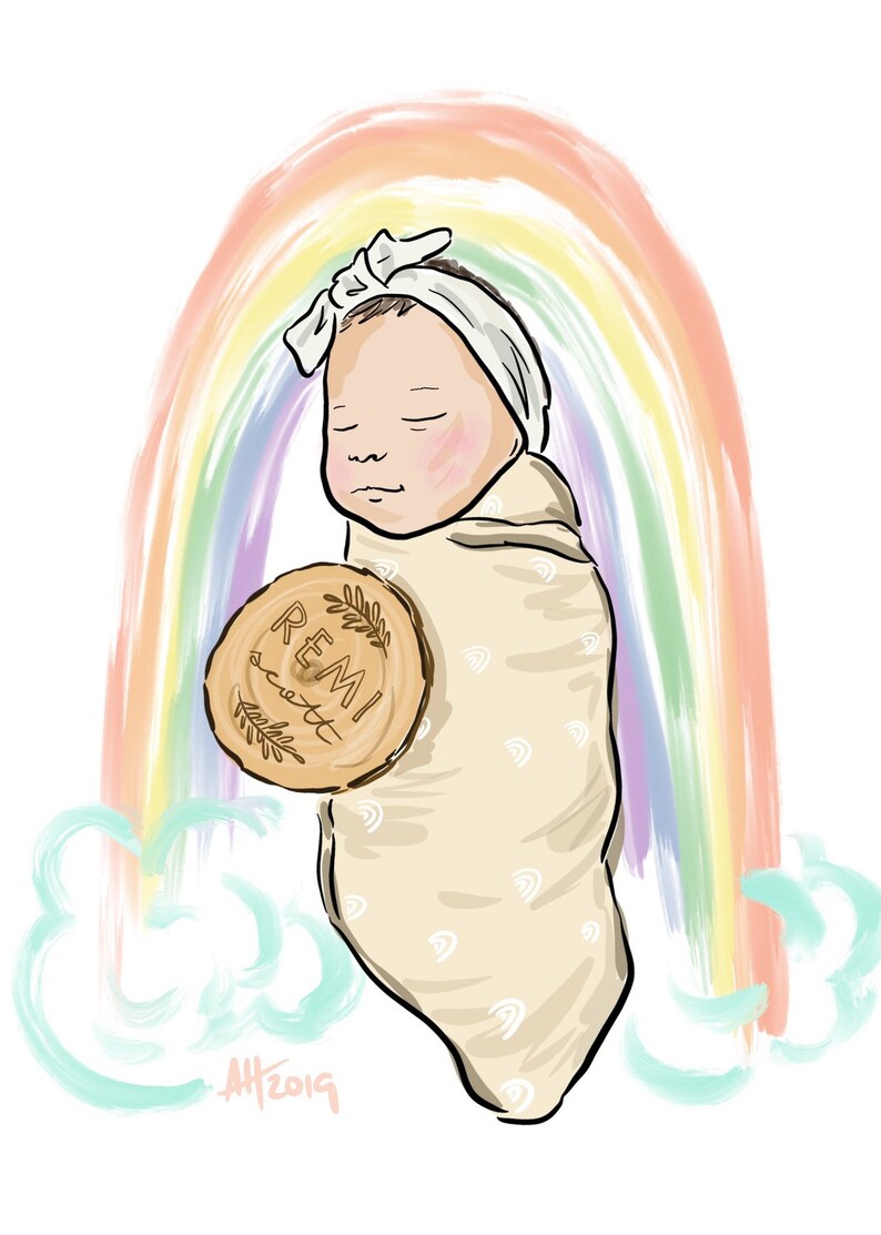EMAILED JPG ONLY Birth Announcement Digital Portrait