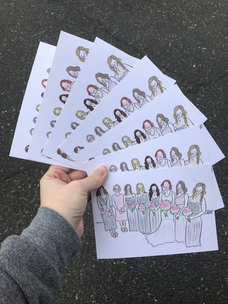 10 Color Copies 8x10 Wedding Portrait Custom Watercolor