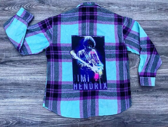 Mens Jimi Hendrix Purple Haze Frame Black T-Shirt Unisex Music Tee