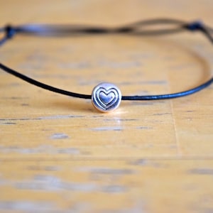 Heart Charm Bracelet, Leather Jewellery, Charm Bracelet, Silver Heart Charm, Adjustable, Anniversary Gift, Hen Do Gift