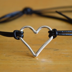 Infinity Bracelet, Silver Infinity Heart Charm, Leather Bracelet, Friendship Bracelet, Unisex, Anniversary Gift
