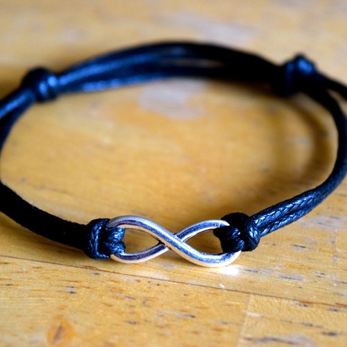 Infinity Bracelet Copper Infinity Charm Waxed Cotton Etsy
