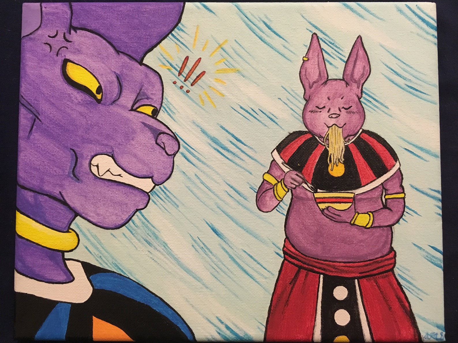 Beerus & Champas Noodles. Acrylic on Stretched Framed Canvas Etsy