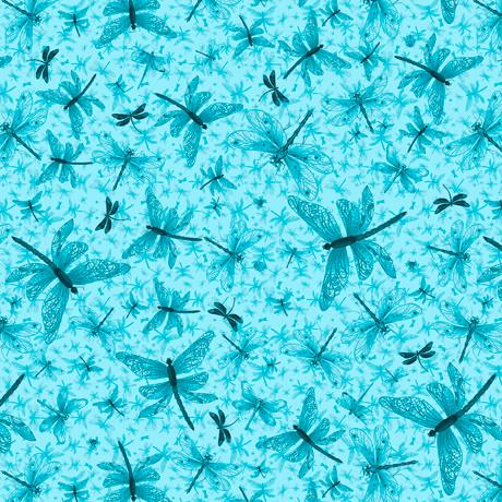 Quilting Treasures-Dragonfly Garden-Dragonfly Toss-Light Turquoise-30635-Q-CT1135258- Modern Cotton Yardage