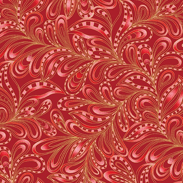 Benartex -Featherly Paisley- 7555m  20-rouge - CT124322-100% quality cotton