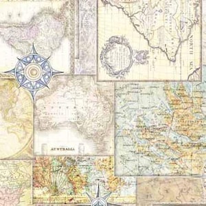 Quilting Treasures-Globetrotter-Travel Maps-30529-X-Multi-CT1135262- Coton moderne