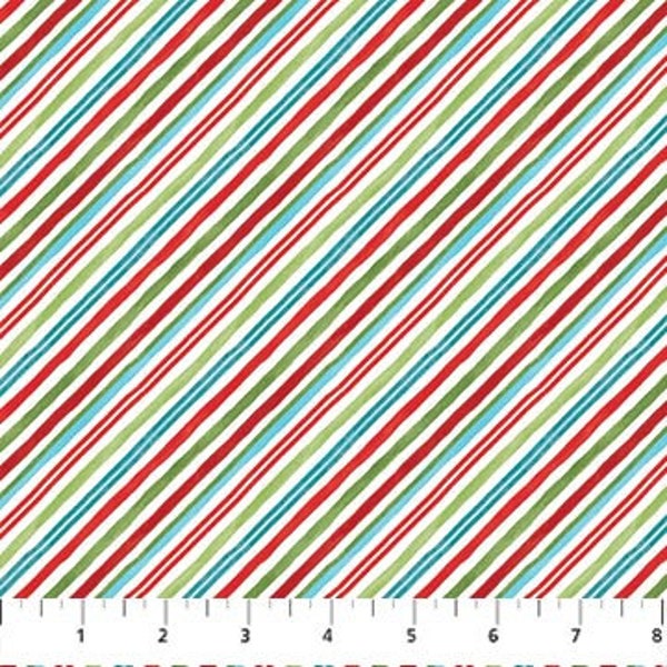 Northcott-Extreme Santa-White Multi-Diagonal Stripe-25443-10-CT1134289-100% Quality Cotton by the Yard or Yardage