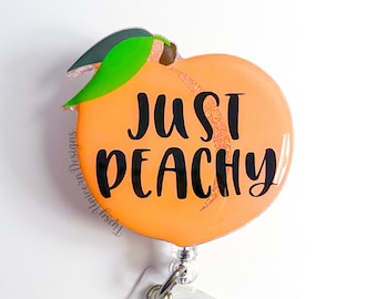 Just Peachy Glitter Badge Reel: Peach Acrylic Badge Holder