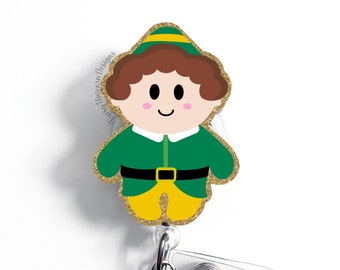 Glitter Elf Badge Reel: Christmas Teacher Nurse Badge Holder