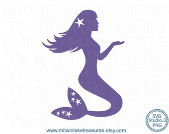 Mermaid SVG, Instant & Digital Download, For Silhouette and Cricut, PNG, Studio.3, DIY, Personal and Commercial Use, Summer, Beach, 024
