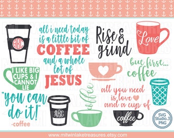 Coffee Lover's SVG Bundle, Instant & Digital Download, For Silhouette and Cricut, PNG, Studio.3, DIY, Personal and Commercial Use, 014