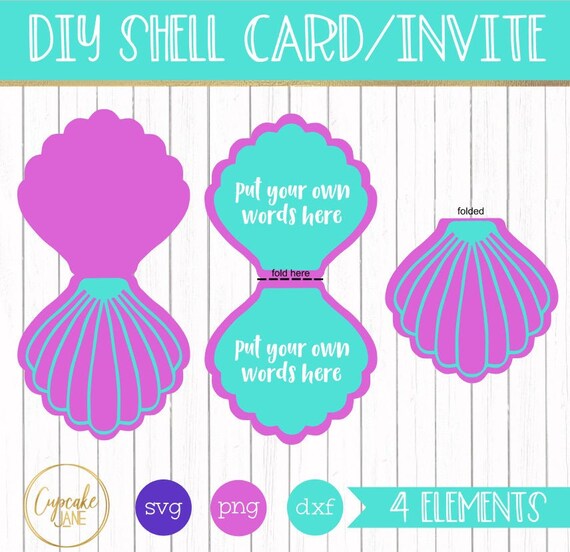 Download Diy Shell Card Invitation Svg Instant Digital Download For Etsy