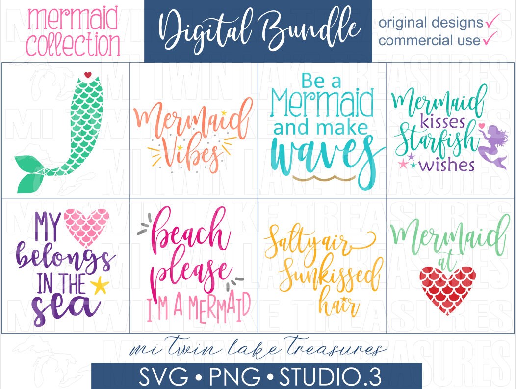 Download Mermaid SVG Bundle Instant & Digital Download For ...