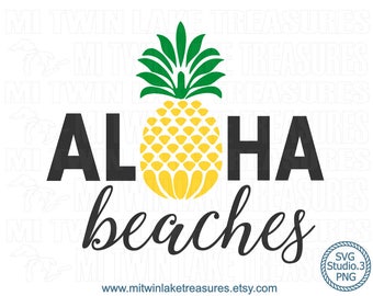 Aloha Beaches SVG, Instant & Digital Download, For Silhouette and Cricut, PNG, Studio.3, DIY, Personal and Commercial Use, Pineapple, 004