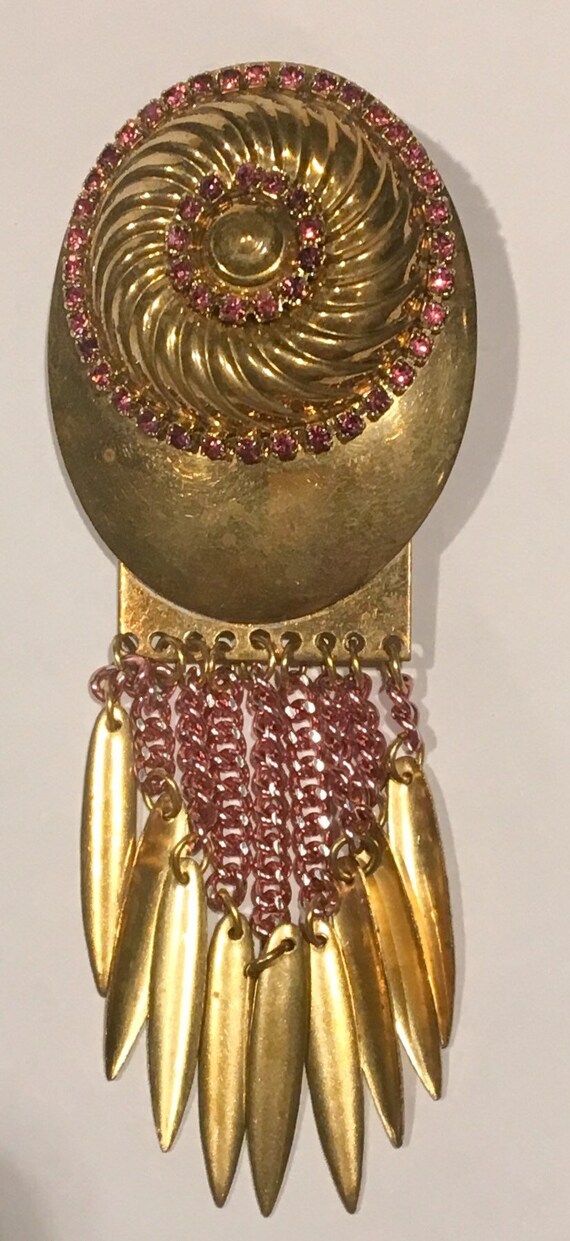 vintage brass and pink Gem