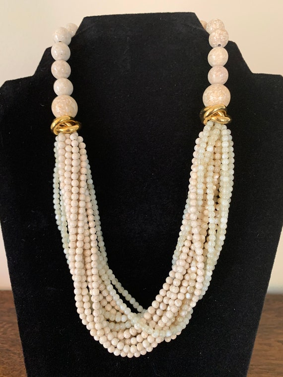 Vintage Monet ivory bead multistrand necklace / Monet… - Gem