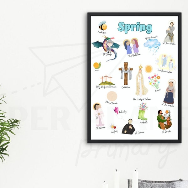 Catholic Printable Seasons Montessori Poster Set | Catholic Saints | Saint Print | Catholic Gift | Catholic Homeschool