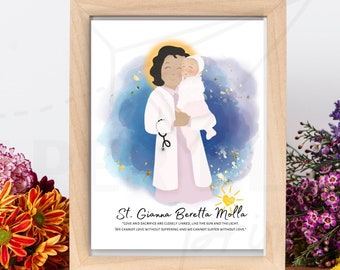 St. Gianna Molla Catholic Saint Print | Kids Catholic Printable | Saint Gianna | Catholic Art | Saint Card | Baptism Catholic gift