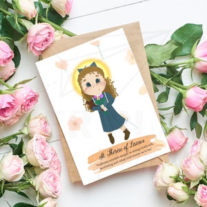 St. Therese Karte / Katholische Kunst / Katholische Kunst / Katholische Karte / Karte zur Konfirmation / Katholische Karte / Karte zur Taufe