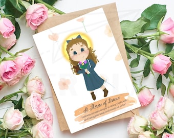 Lámina de Santa Teresa / Imprimible de Santa Teresa / Arte católico / Tarjeta de santo / Catequesis / Regalo católico / Regalo de Confirmación/Bautismo