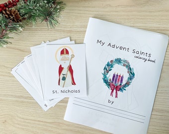 Advent Saints Kids / Printable Kids Advent Saints coloring / Catholic Kids Printable / Liturgical / Catholic gift / Baptism gift