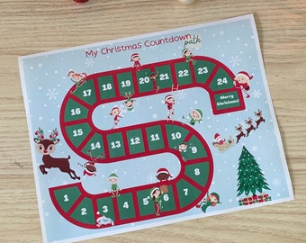 Calendario de Adviento para Niños / Cuenta Regresiva Navideña Imprimible / Imprimibles Navideños para Niños / Imprimibles Navideños / Hoja de Trabajo Navideña
