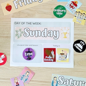 Catholic Perpetual Calendar Printable Daily. Liturgical Calendar Planner. Catholic Weekly Planner pages. Homeschool, Montessori, Catechesis